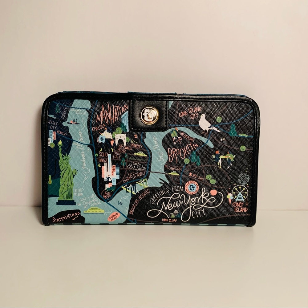 Spartina 449 “Greeting From New York” Black Snap Large Wallet